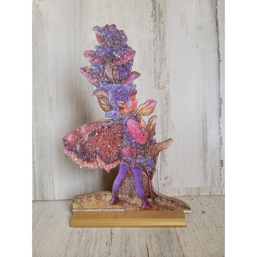 Vintage fairy flower purple glitter garden butterfly unique home decor